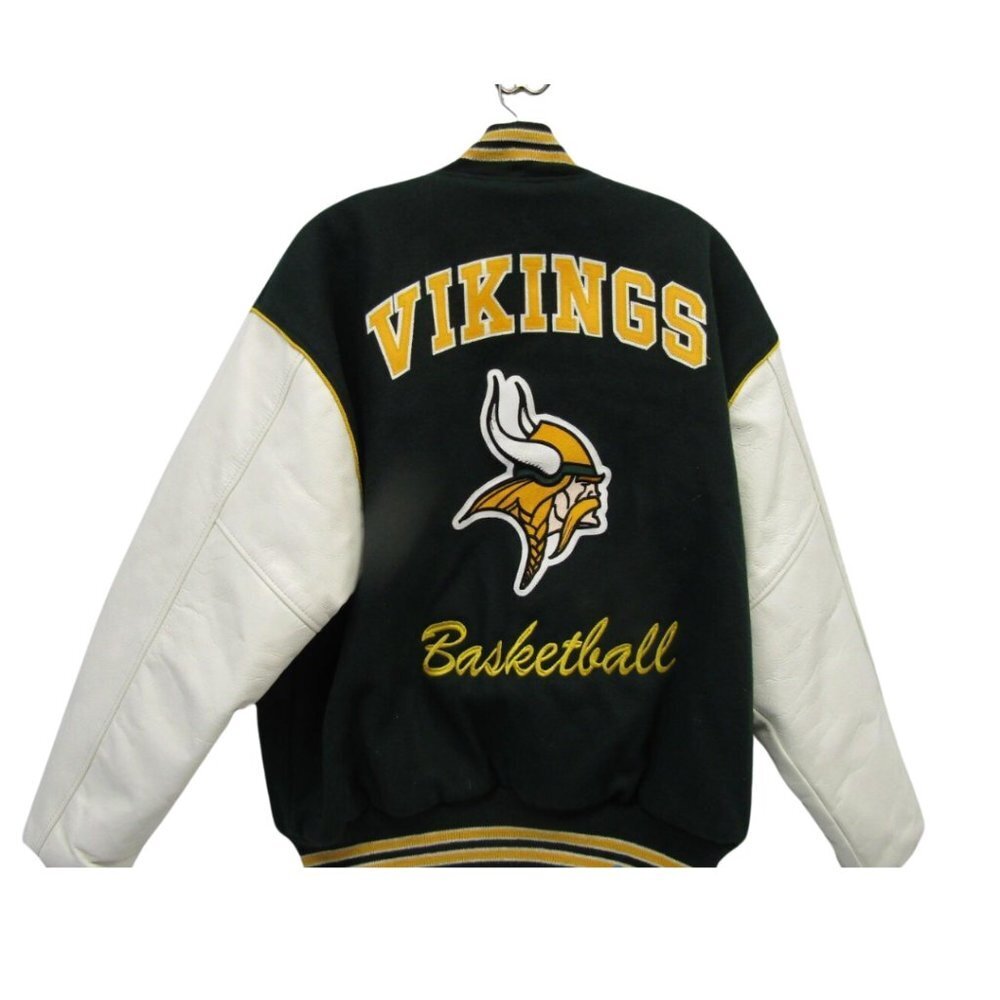 Ripon Letterman Viking Varsity Jacket Green White Leather Men's Size XL Vintage